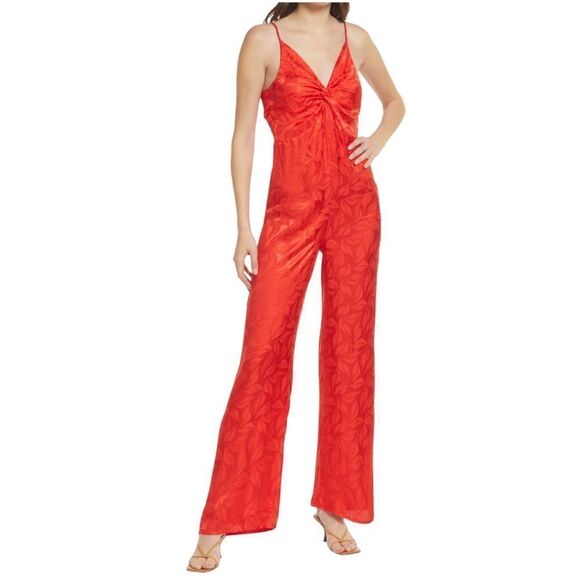 NSR Molli Jumpsuit Jacquard‎ Red Size Large - Picture 1 of 11